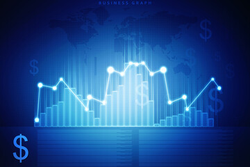 2d rendering Stock market online business concept. business Graph 