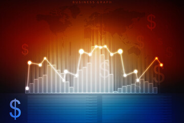 2d rendering Stock market online business concept. business Graph 