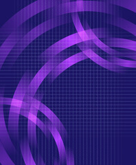 Abstract blue dynamic dots lines vector background with purple circles
