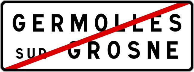 Panneau sortie ville agglomération Germolles-sur-Grosne / Town exit sign Germolles-sur-Grosne