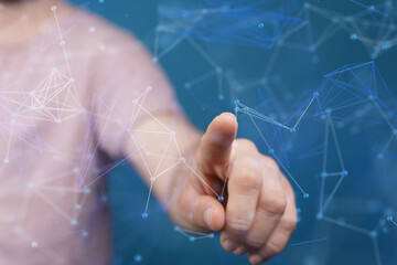 Abstract network of physical devices on the Internet using a network connection with statistics...