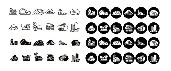 Shopping Mall icon vector set collection graphic design - obrazy, fototapety, plakaty