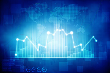 2d rendering Stock market online business concept. business Graph 