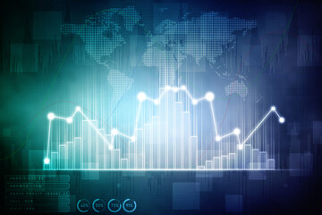 2d rendering Stock market online business concept. business Graph 