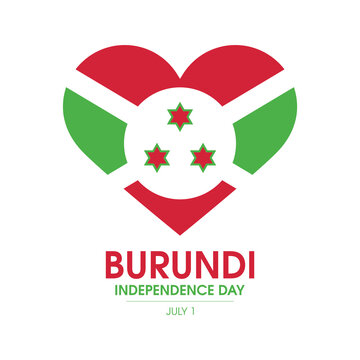 Burundi Independence Day vector. Flag of Burundi in heart shape icon vector isolated on a white background. Burundi flag heart design element. July 1. Important day
