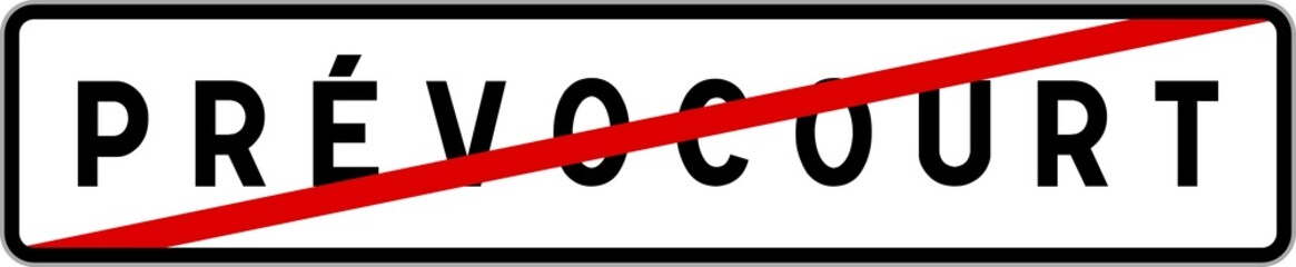 Panneau sortie ville agglomération Prévocourt / Town exit sign Prévocourt