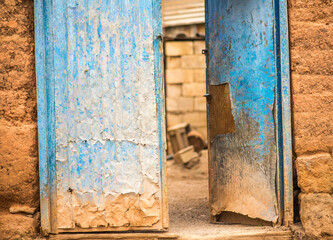 old wooden door with shutters