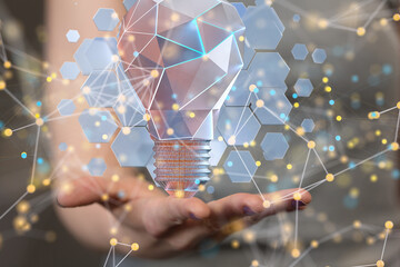 Neural network 3D illustration. Big data and cybersecurity