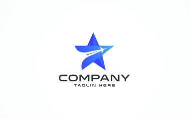 Star Plane Logo Design, Vector Illustration Modern Monogram icon