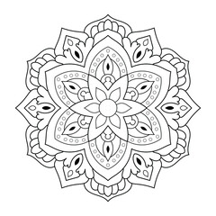 Floral mandala vector illustration for coloring page