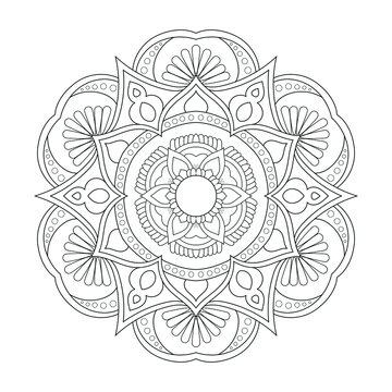 Floral mandala vector illustration for coloring page