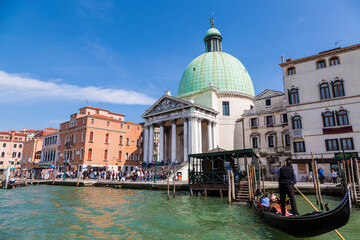 Church of the 18th century San Simeone Piccolo on the embankment of the Grand Canal in Venice. Italy