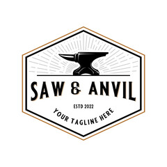 Blacksmith anvil. vintage logo design.