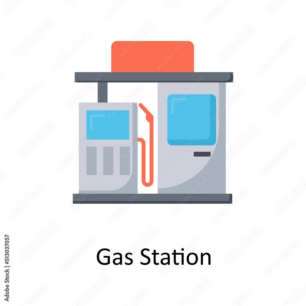 Poster gas station vector flat icon for web isolated on white background eps 10 file