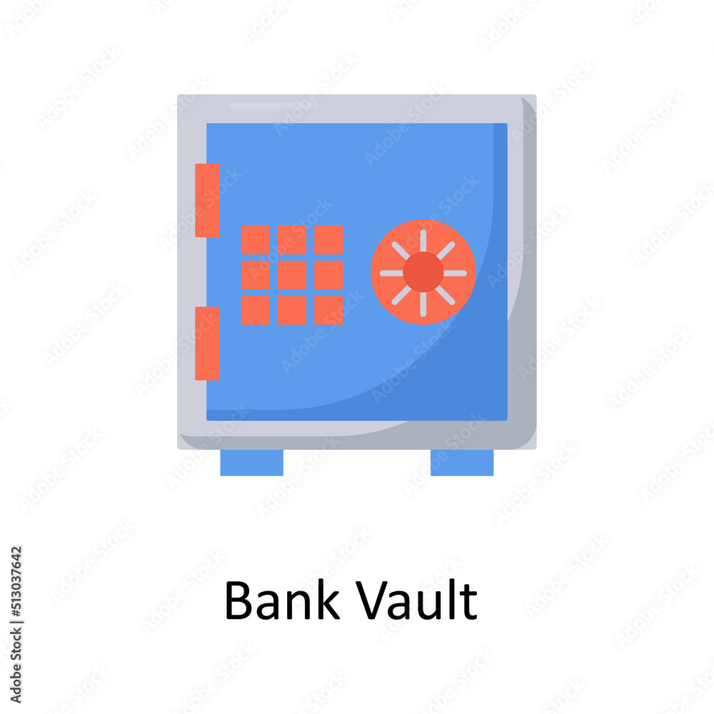 Poster bank vault vector flat icon for web isolated on white background eps 10 file
