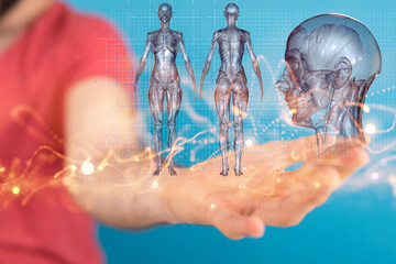 digital medical futuristic interface 3D rendering