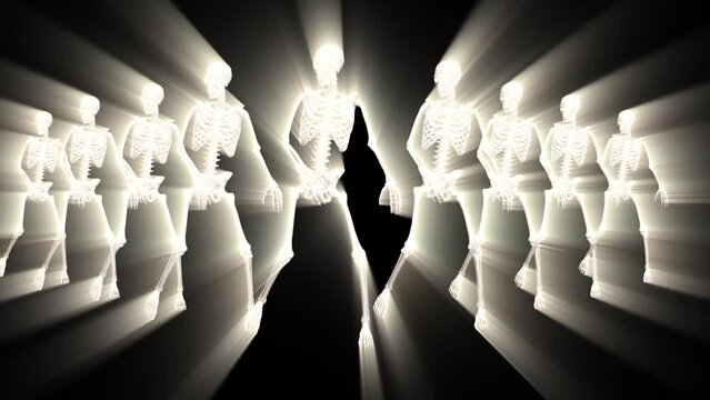 Light Dancing Skeletons 3D. 3D Skeletons Fanny Dance Animation. Skeleton 3D dance.