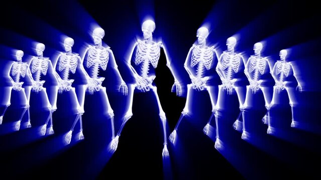 Light Dancing Skeletons 3D. 3D Skeletons Fanny Dance Animation. Skeleton 3D dance.