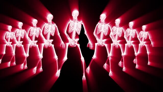 Light Dancing Skeletons 3D. 3D Skeletons Fanny Dance Animation. Skeleton 3D dance.