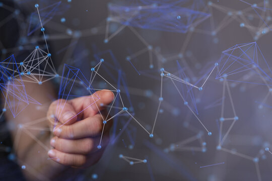 Digital technology background. Network connection dots and lines.
