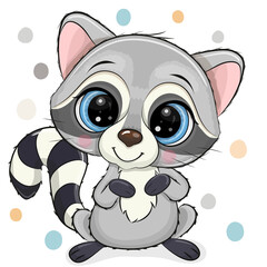 Cartoon Raccoon on a white background