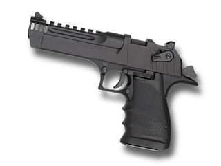 Semi-auto handgun with drop shadow