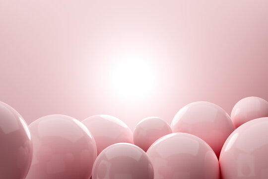 3d pink balloon background. Pastel concept. Abstract bubble wallpaper. Image illustration.