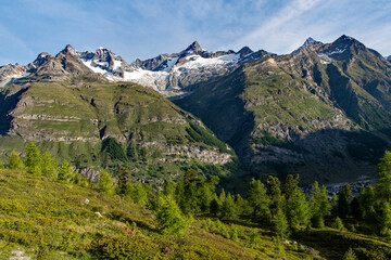 Fototapeta na wymiar The mountains of the Alps near Zermatt, Wallis in Switzerland
