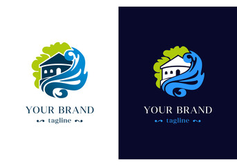 The logo for the villa on the shore. Hotel on the seashore