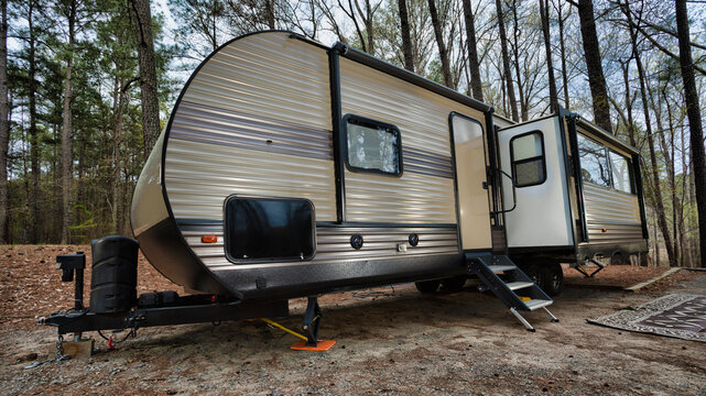 RV campsite in a North Carolina forest