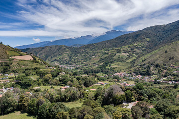 Fototapeta na wymiar Panoramic view of the Andean mountains. Merida state, venezuela. Mérida is a beautiful city in the Andes mountains in northwestern Venezuela. 