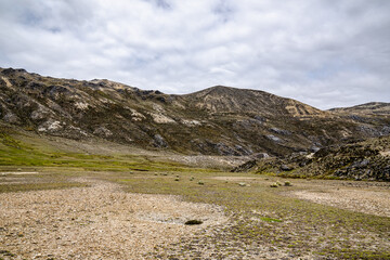 Aerial panoramic view of El Domo located at Mifafi Valley in Merida State, Venezuela. Mifafí  valley is located  in the páramo of  Sierra de La Culata and it is at 4125 meters above sea level.