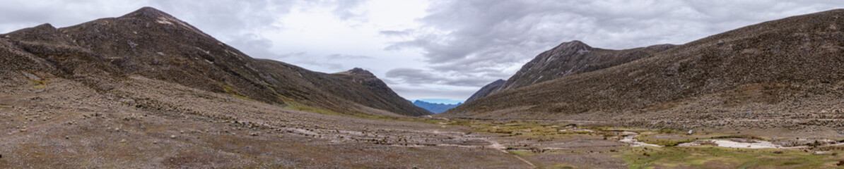 Fototapeta premium Landscape view of Mifafí Valley in Merida State, Venezuela. Valle de Mifafí is located in Sierra de La Culata and it is at 4125 meters above sea level. 
