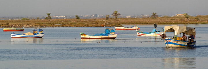 Bateaux de pêche dans un port en Tunisie