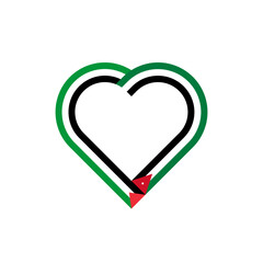 peace concept. heart ribbon icon of palestine and jordan flags. vector illustration isolated on white background