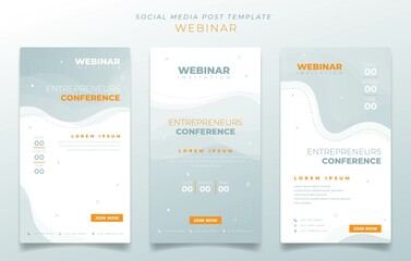 Set of social media post template with waving brightness green background for advertisement design