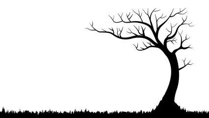 Leafless Dead Tree Silhouette Symbol, Tree without Leaves Vector Illustration