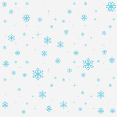 Beautiful seamless background for Merry Christmas and New year. blue snow flakes on a white background. Vector illustration.