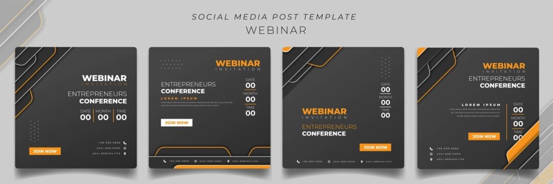 Set of social media post template in black yellow background for online advertising design
