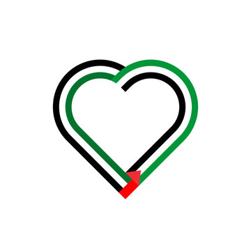 peace concept. heart ribbon icon of united arab emirates and palestine flags. vector illustration isolated on white background