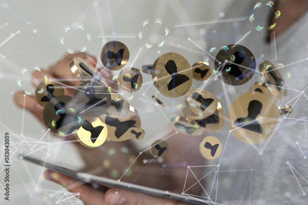 Aufkleber using social network connection 3D rendering
