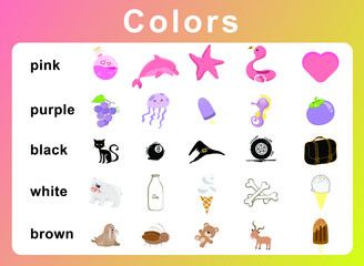 Color poster for children. Education about color. Vector illustration file.
