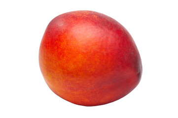 Red ripe sweet juicy delicious nectarine, isolated on white background
