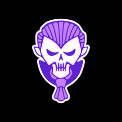 Dracula skull head, illustration for t-shirt, sticker, or apparel merchandise. With doodle, retro, and cartoon style.