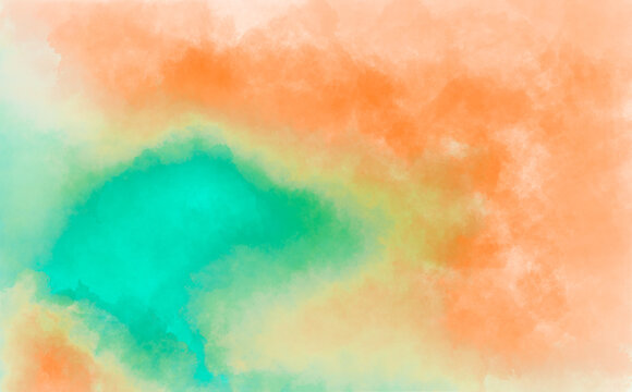 orange turquoise streaks paint gradients. abstract watercolor background