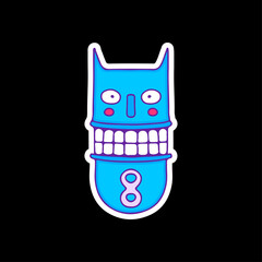 Unique blue cat head character, illustration for t-shirt, sticker, or apparel merchandise. With doodle, retro, and cartoon style.