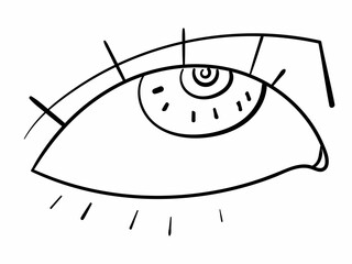 Eye line art. Human organ. Black vector icon on white background.
