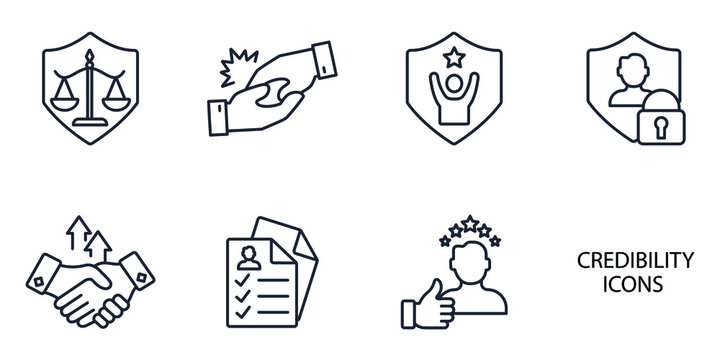 credibility icons set . credibility pack symbol vector elements for infographic web