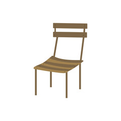 Old wooden chair for summer cottage or garden. Colorful vector isolated hand drawn illustration. Place for rest and relaxation