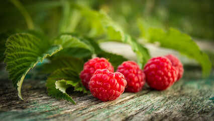 Fresh, juicy raspberries.